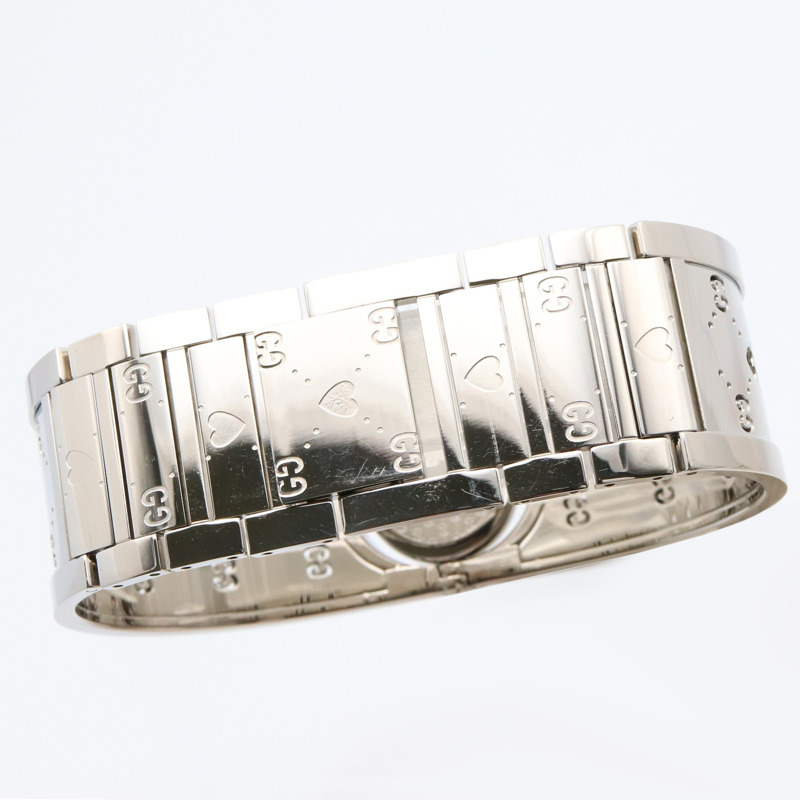 Gucci Twirl Heart 手鐲腕錶，不鏽鋼材質，女士款，粉紅色，粉紅色錶殼，112-9