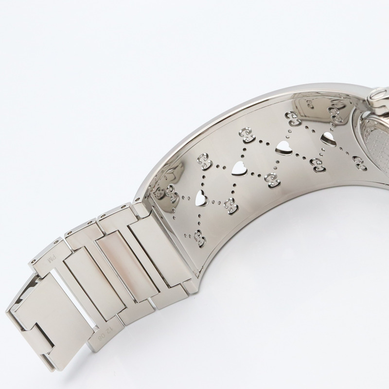 Gucci Twirl Heart 手鐲腕錶，不鏽鋼材質，女士款，粉紅色，粉紅色錶殼，112-11