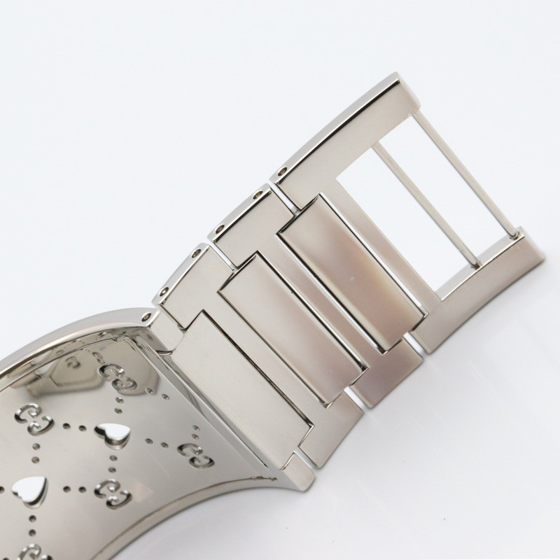 Gucci Twirl Heart 手鐲腕錶，不鏽鋼材質，女士款，粉紅色，粉紅色錶殼，112-13