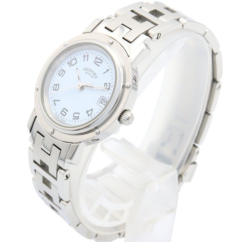 愛馬仕 Clipper 系列腕錶，不鏽鋼材質，女士款，白色，CL4.210-1