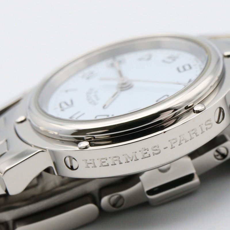 愛馬仕 Clipper 系列腕錶，不鏽鋼材質，女士款，白色，CL4.210-10