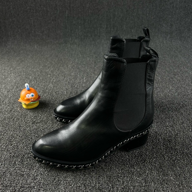 Chanel香奈兒黑色鏈條短靴 尺碼36.5 整體成色不錯下地次數不多-0