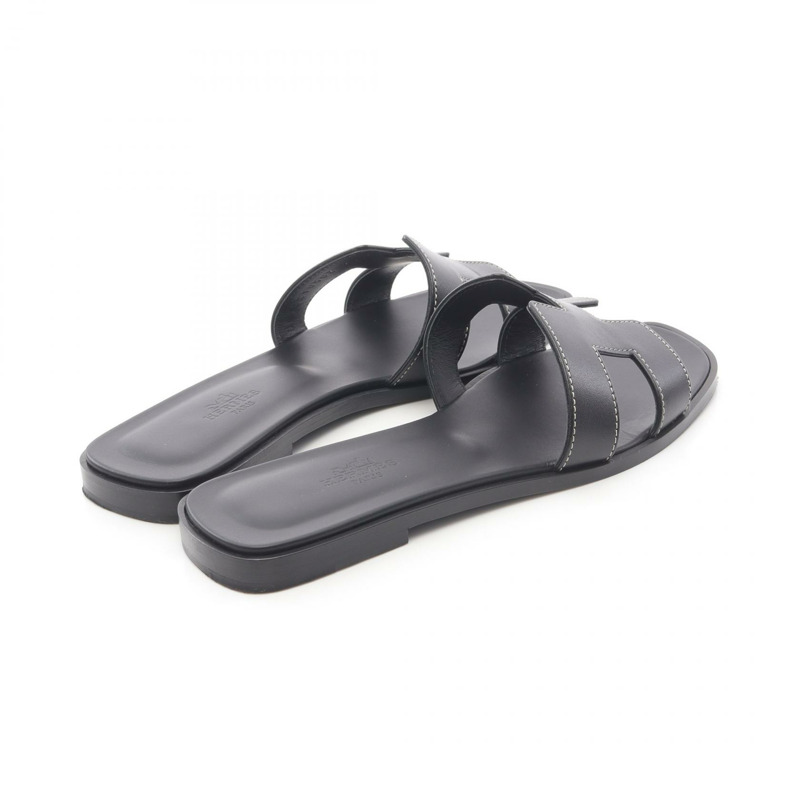 愛馬仕 Oran 涼鞋 H021056Z Box 小牛皮 黑色 二手 女款 #36 1/2-1