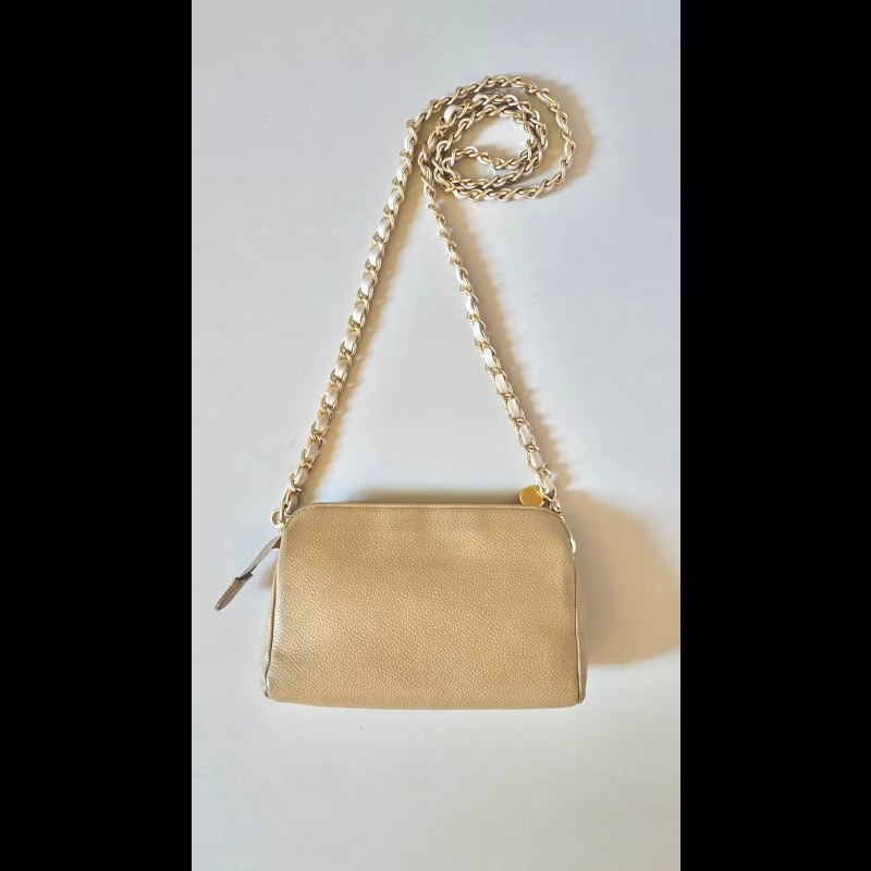 【LA LUNE】絕版中古包 Chanel米杏色魚子醬皮革斜背包 單肩包 側背包 二手-5