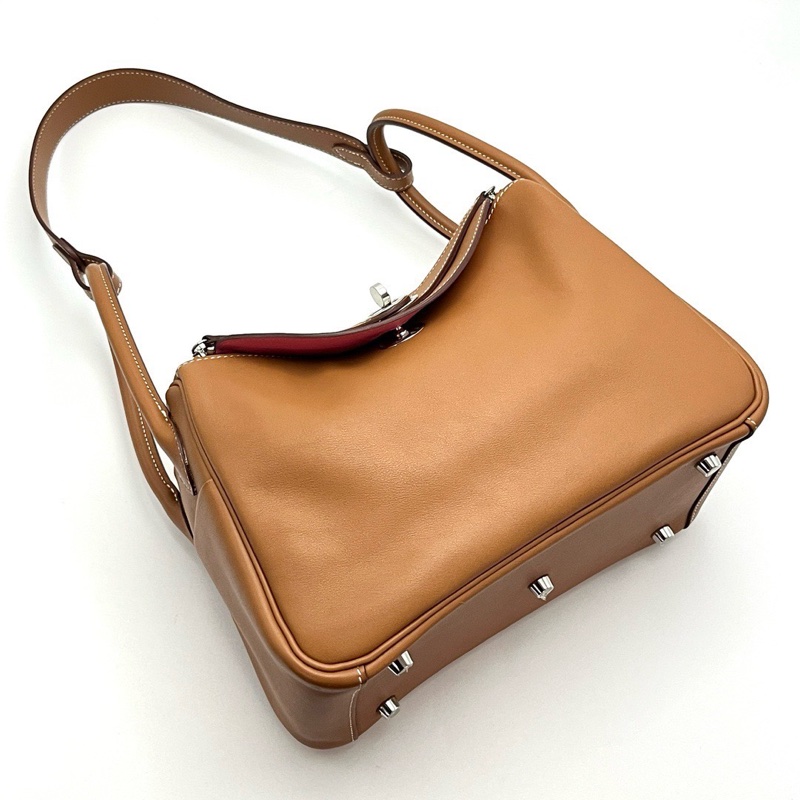 Hermes 愛馬仕 Lindy 林迪包26/金棕內拼粉銀扣/98新美品-2