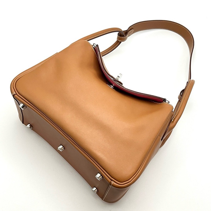 Hermes 愛馬仕 Lindy 林迪包26/金棕內拼粉銀扣/98新美品-3