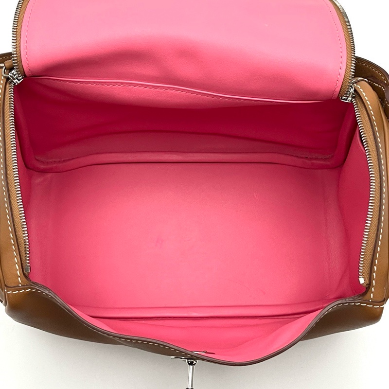 Hermes 愛馬仕 Lindy 林迪包26/金棕內拼粉銀扣/98新美品-5