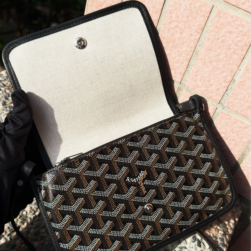 全新GOYARD Plumet黑色帆布信封包郵差包斜背包-5