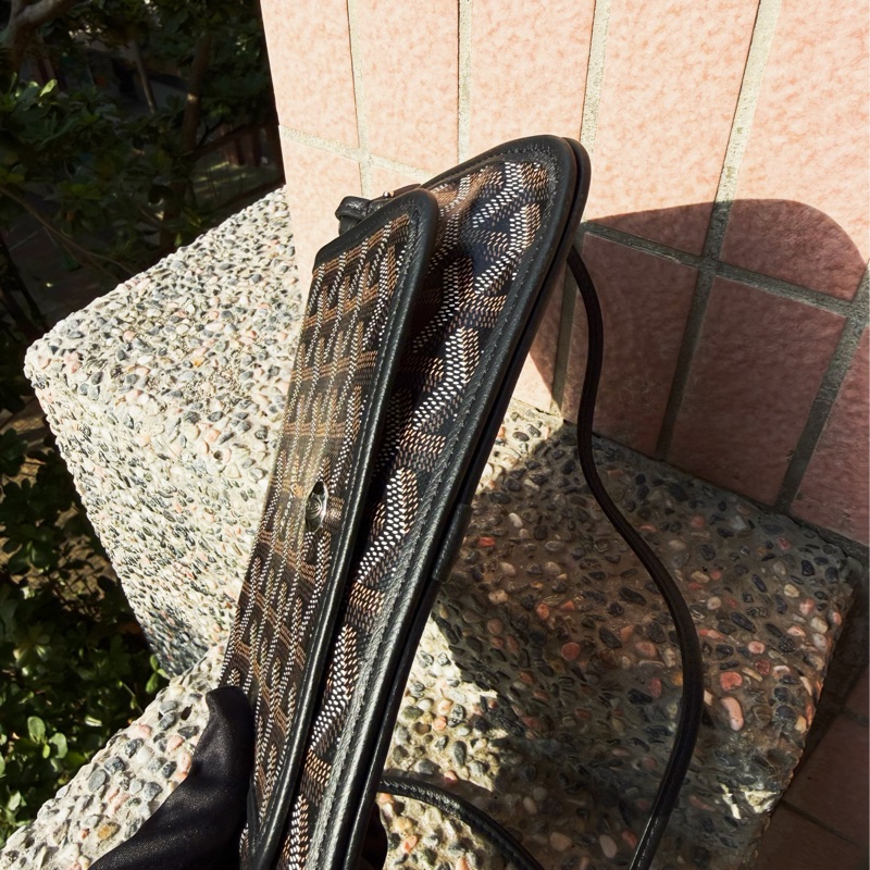 全新GOYARD Plumet黑色帆布信封包郵差包斜背包-9