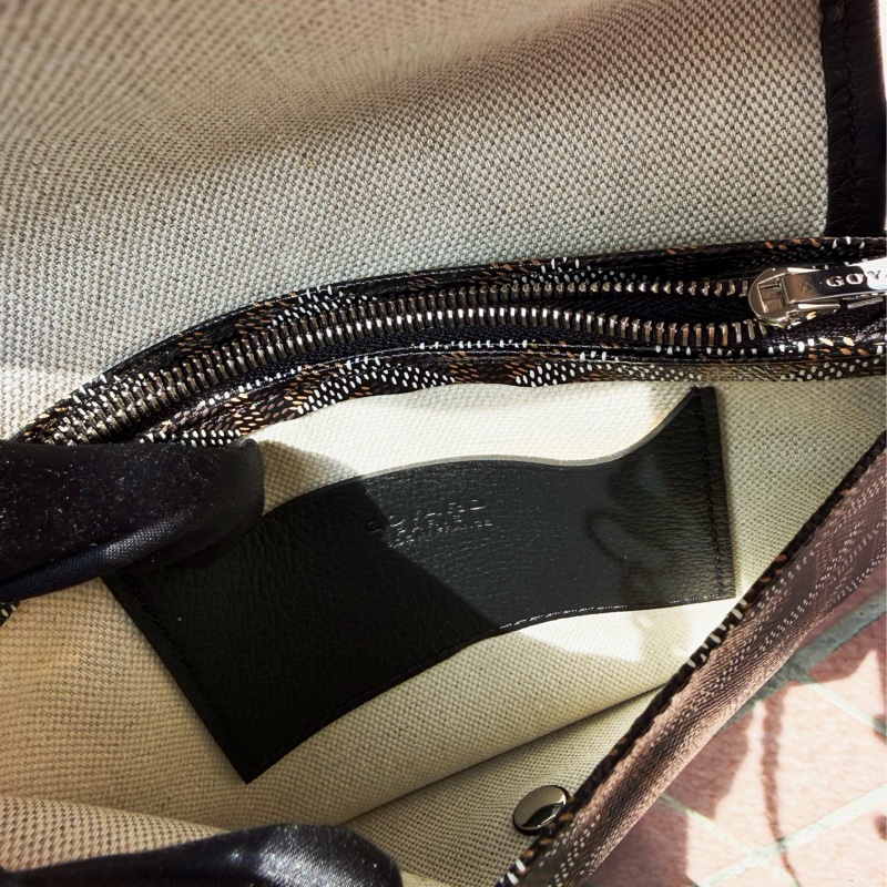全新GOYARD Plumet黑色帆布信封包郵差包斜背包-10