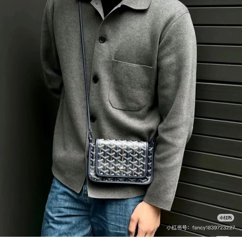 全新GOYARD Plumet黑色帆布信封包郵差包斜背包-13