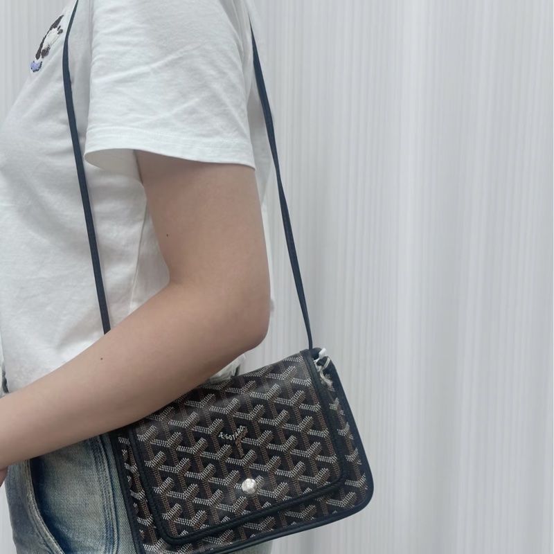 全新GOYARD Plumet黑色帆布信封包郵差包斜背包-21