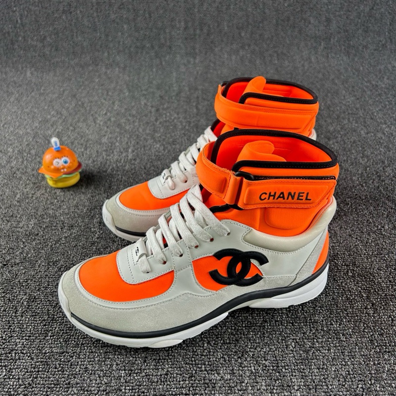 Chanel香奈兒拼色高幫板鞋 尺碼36.5 整體成色不錯-0