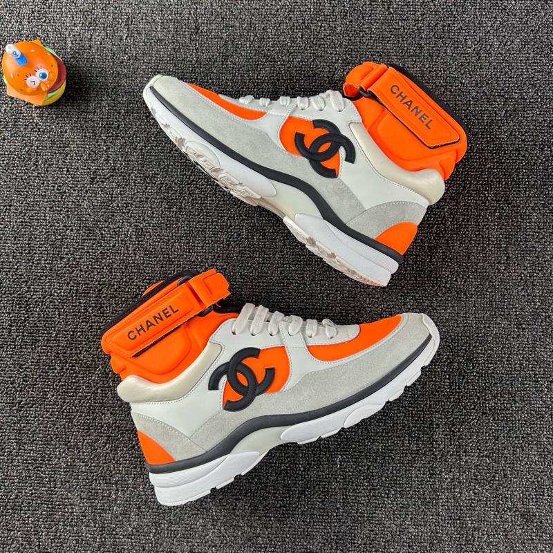 Chanel香奈兒拼色高幫板鞋 尺碼36.5 整體成色不錯-3