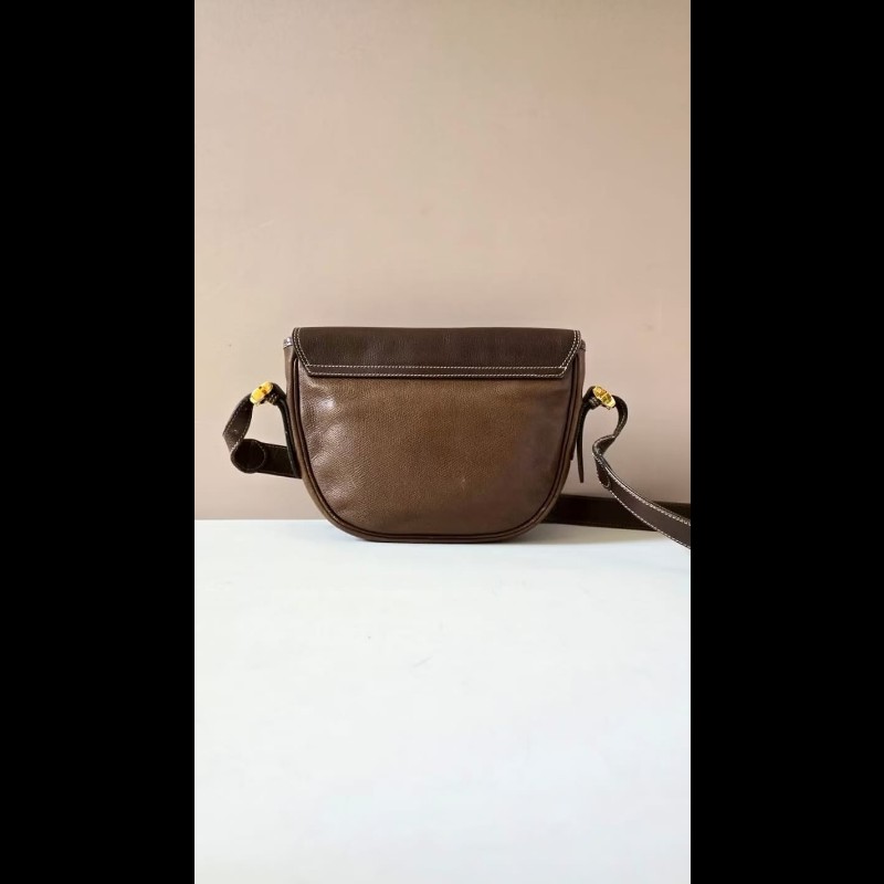 【LA LUNE】絕版古董包 Loewe咖啡色馬鞍側背包 斜背包 皮革包 單肩包 中古包-1