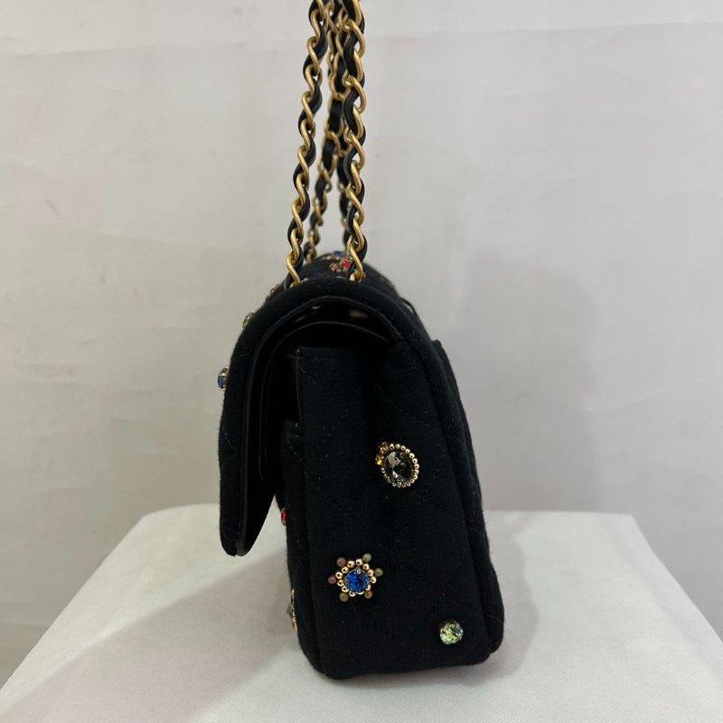 CHANEL黑布面寶石造型CF25-1