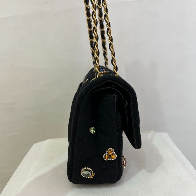 CHANEL黑布面寶石造型CF25-2