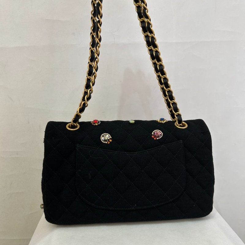 CHANEL黑布面寶石造型CF25-3