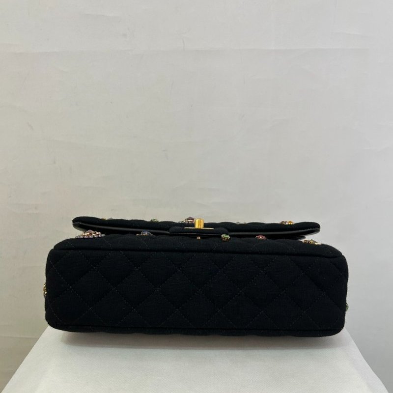 CHANEL黑布面寶石造型CF25-4