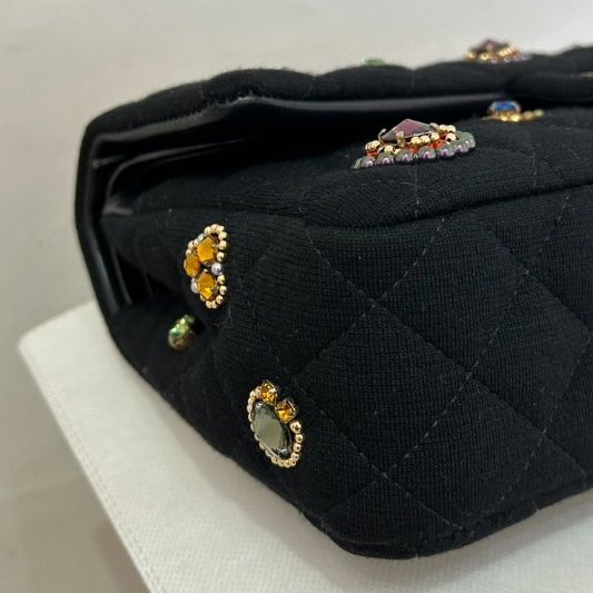 CHANEL黑布面寶石造型CF25-5