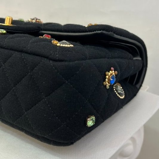 CHANEL黑布面寶石造型CF25-6