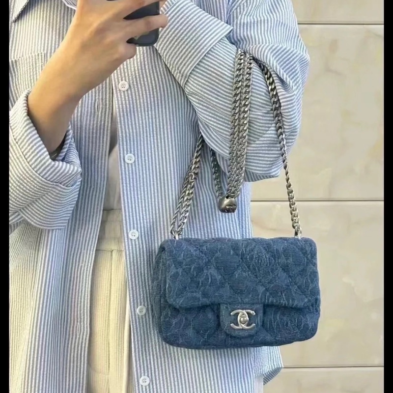 Chanel 23p MiniCf牛仔愛心調節扣大方胖 #已絕版收藏款 #全配全新帶膜-5