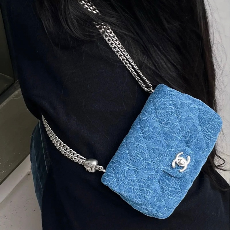 🈶台灣購證 #全新全配 香奈兒Cf20牛仔愛心調節扣23p cf大mini-0