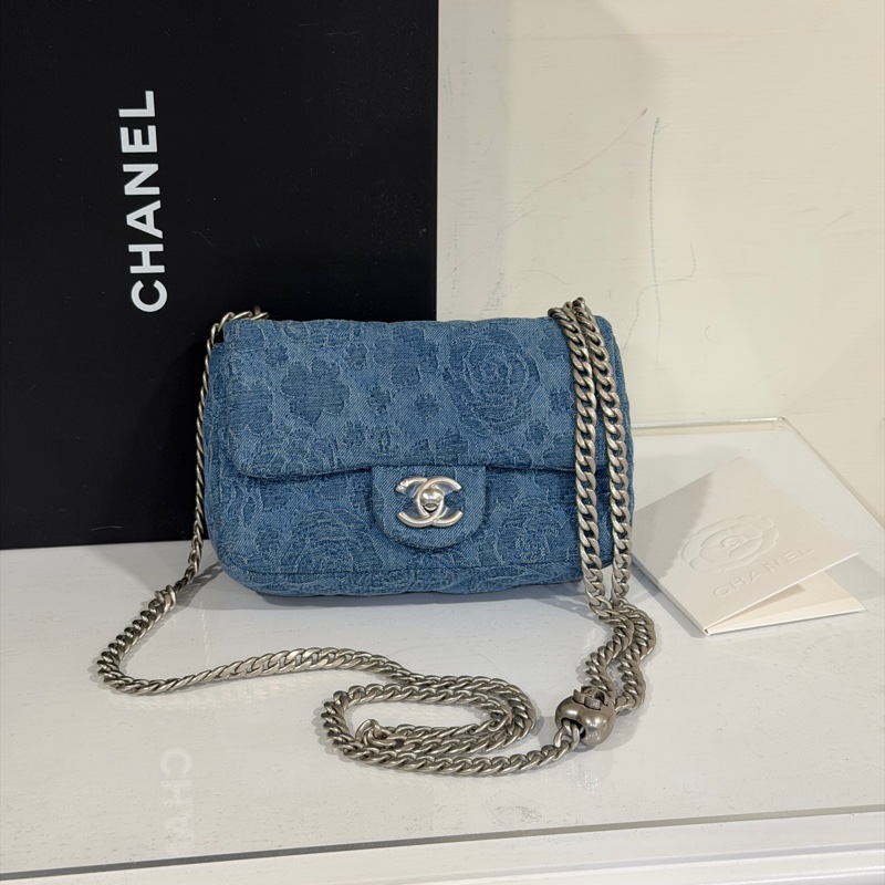 🈶台灣購證 #全新全配 香奈兒Cf20牛仔愛心調節扣23p cf大mini-6