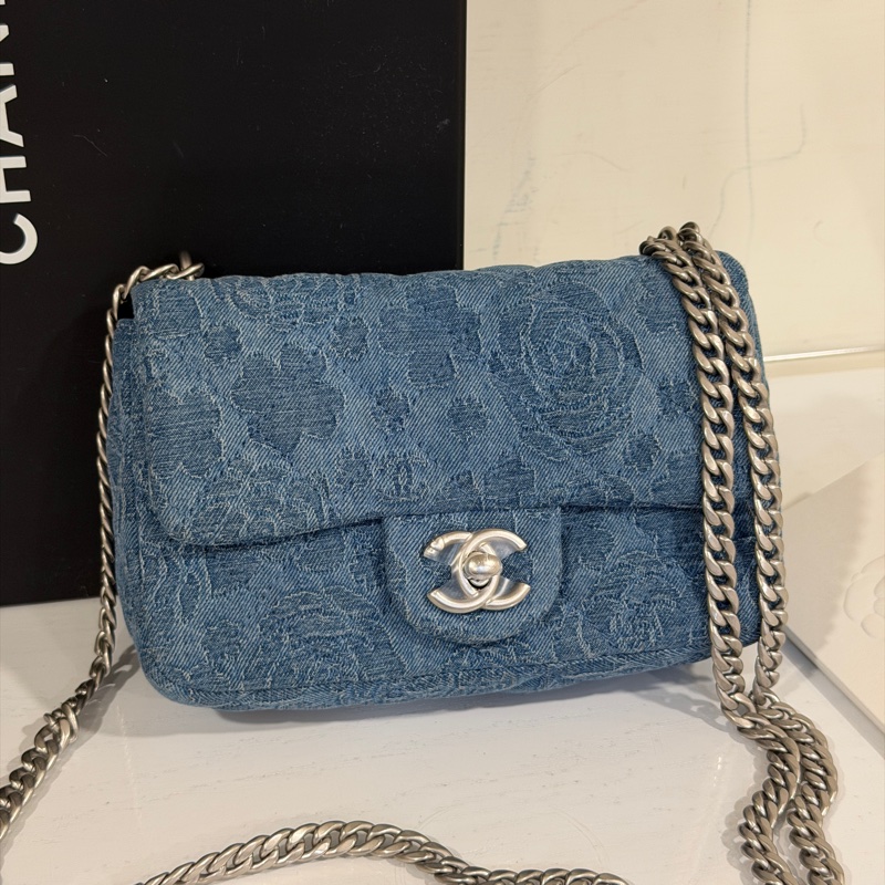 🈶台灣購證 #全新全配 香奈兒Cf20牛仔愛心調節扣23p cf大mini-8