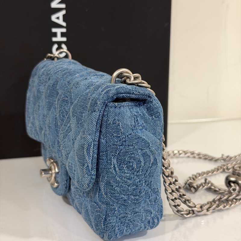 🈶台灣購證 #全新全配 香奈兒Cf20牛仔愛心調節扣23p cf大mini-11