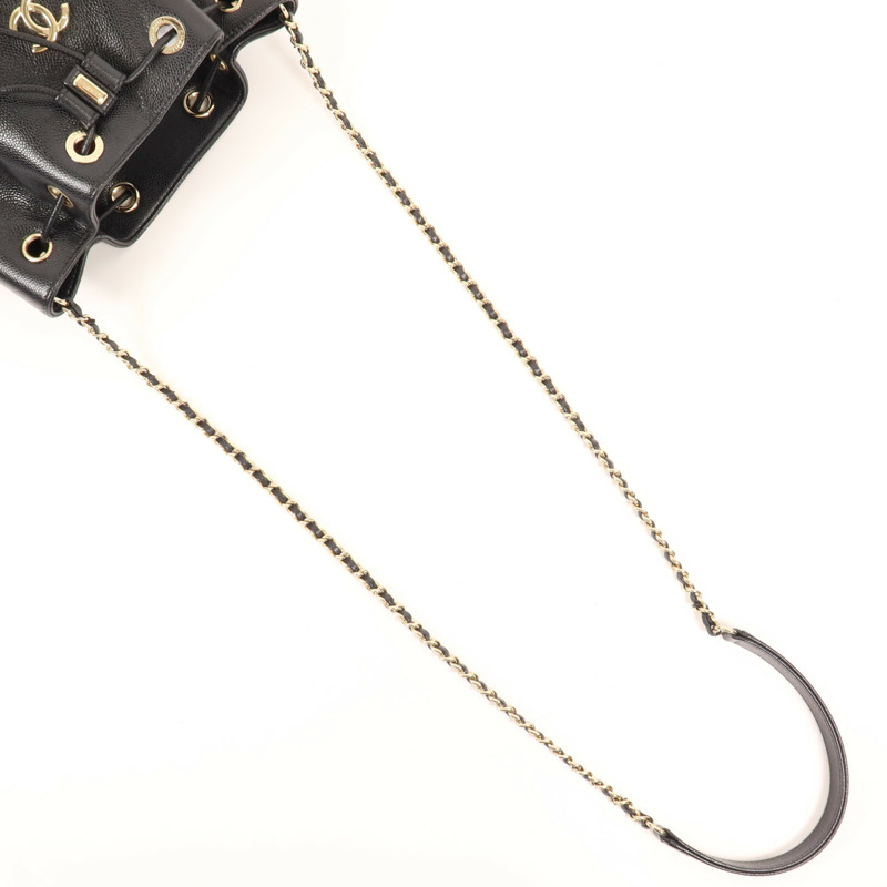 CHANEL 牛皮皮革Bucket Bag金扣肩背袋-4