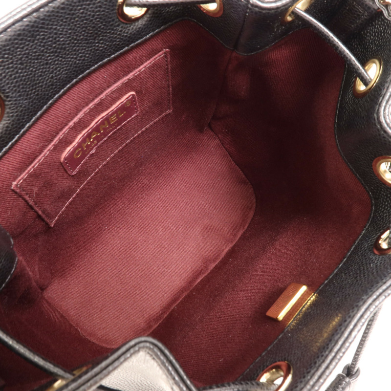 CHANEL 牛皮皮革Bucket Bag金扣肩背袋-9