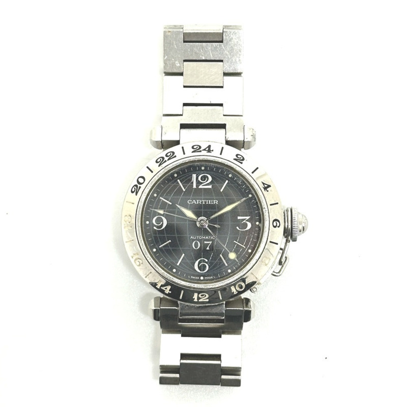 卡地亞 Pasha C Meridian 大日曆自動腕錶 W31049M7，精鋼，女士，銀色-0