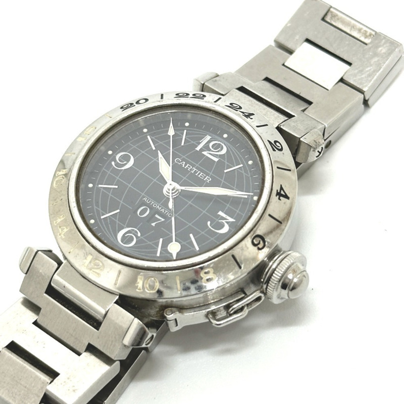 卡地亞 Pasha C Meridian 大日曆自動腕錶 W31049M7，精鋼，女士，銀色-1