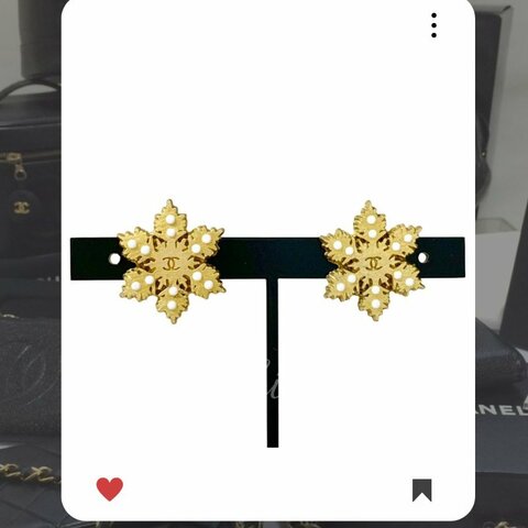 🛍️🎁 雙11🔥 11月新品上架 🔥💖 新款 香奈兒 Chanel CC 雪花水鑽金色耳環 🔥 香奈兒熱賣款 香奈兒經典款 耳環 CHANEL EARRING