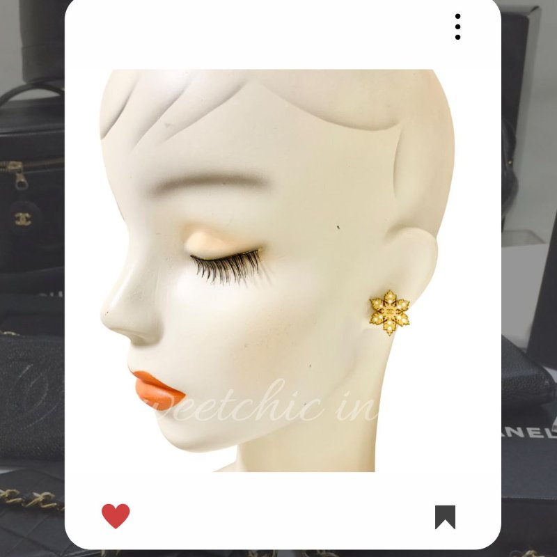 🛍️🎁 雙11🔥 11月新品上架 🔥💖 新款 香奈兒 Chanel CC 雪花水鑽金色耳環 🔥 香奈兒熱賣款 香奈兒經典款 耳環 CHANEL EARRING-3