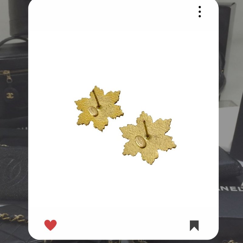 🛍️🎁 雙11🔥 11月新品上架 🔥💖 新款 香奈兒 Chanel CC 雪花水鑽金色耳環 🔥 香奈兒熱賣款 香奈兒經典款 耳環 CHANEL EARRING-5