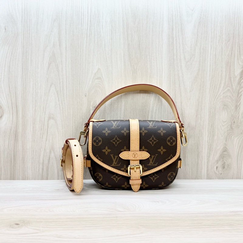 LV原花金釦Saumur BB雙子星手提斜背包M46740-0