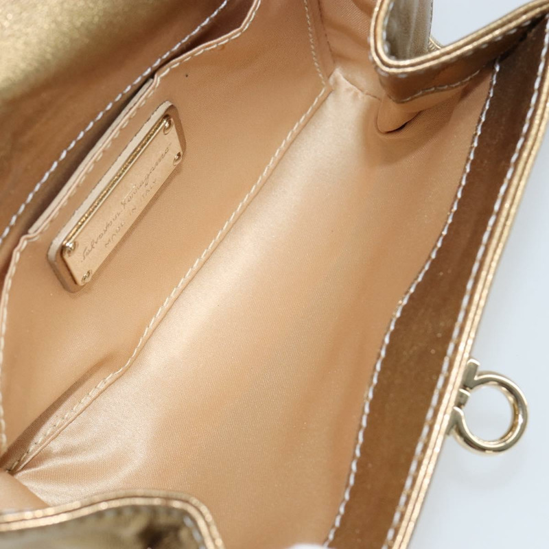 【日本直送】Salvatore Ferragamo Gancini 金色皮革肩背包，正品編號 145578AV-9