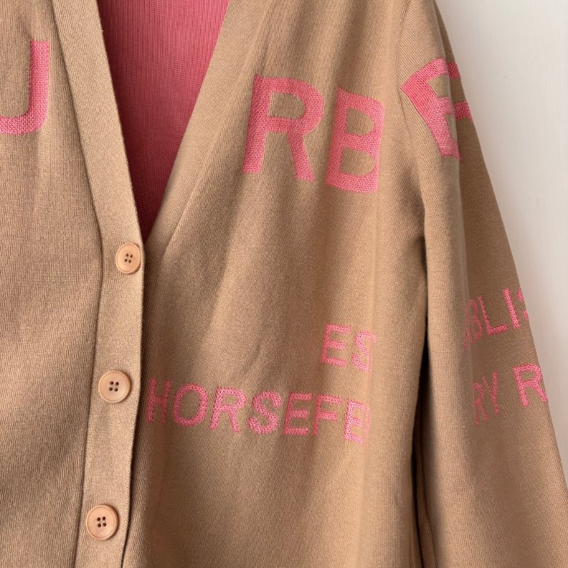 ::BURBERRY:: 新款羊毛開襟衫 駝色粉桃色毛衣外套-3