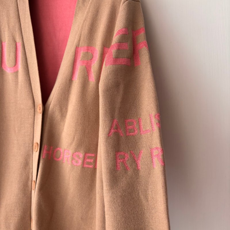 ::BURBERRY:: 新款羊毛開襟衫 駝色粉桃色毛衣外套-4