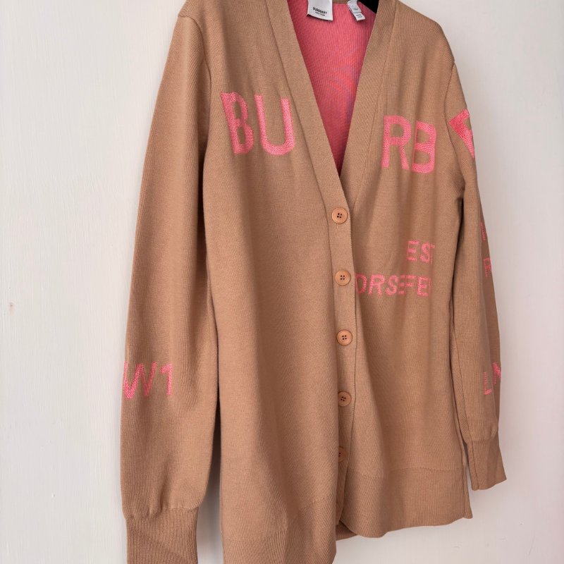 ::BURBERRY:: 新款羊毛開襟衫 駝色粉桃色毛衣外套-6