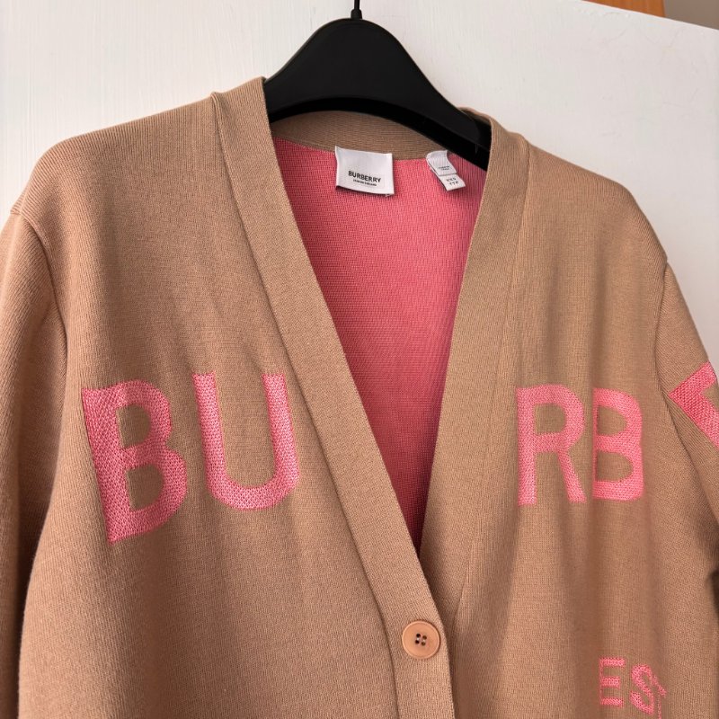 ::BURBERRY:: 新款羊毛開襟衫 駝色粉桃色毛衣外套-7