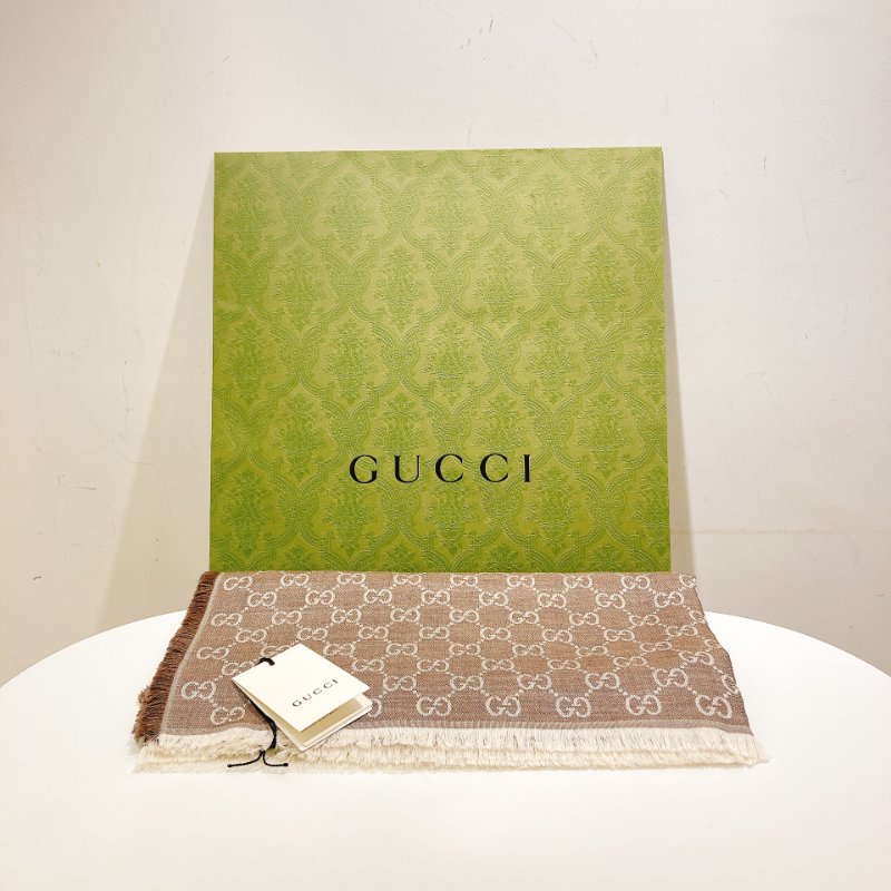 TW4562 Gucci 古馳gg花紋方巾 Square GG Logo Scarf 140 x 140cm 80%Wool 20% Silk Brown-8