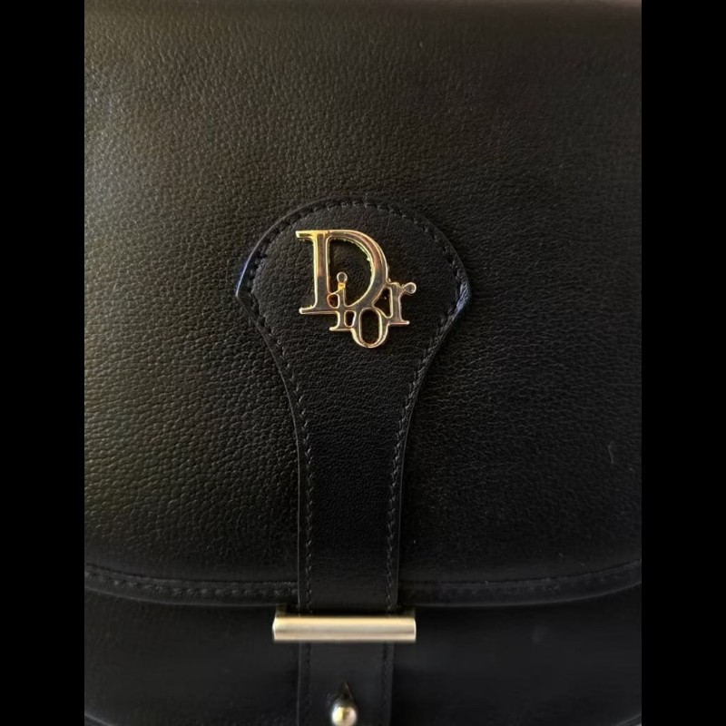 【LA LUNE】中古二手包 Dior Bobby黑金色馬鞍包 單肩包 側背包 斜背包 手袋-1