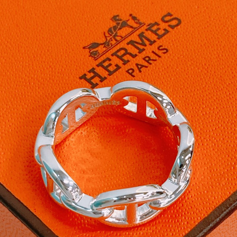 MS0386 Hermes 愛馬仕 豬鼻子 銀戒指 / 介指 小號 Chaine d'ancre Enchainee Ring Small Model Silver 925 Size 54-2