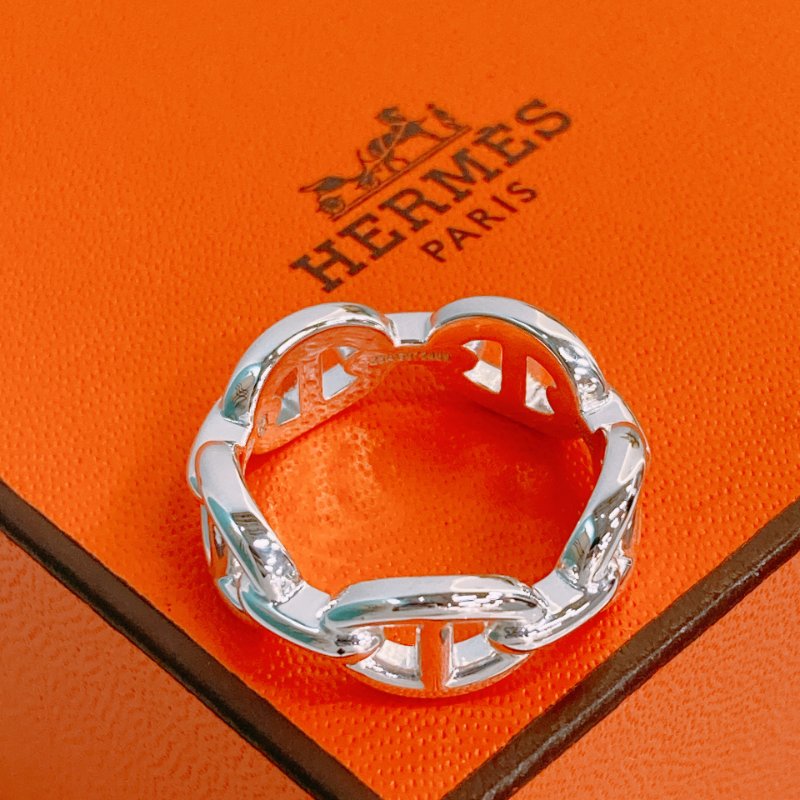 MS0386 Hermes 愛馬仕 豬鼻子 銀戒指 / 介指 小號 Chaine d'ancre Enchainee Ring Small Model Silver 925 Size 54-5