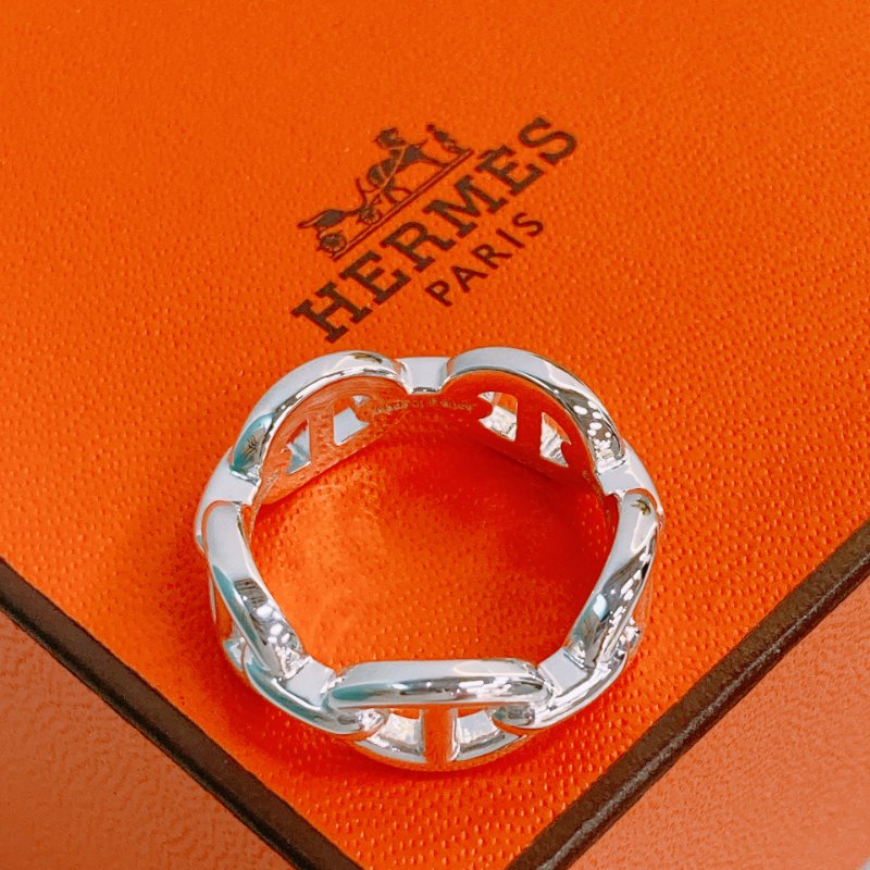 MS0386 Hermes 愛馬仕 豬鼻子 銀戒指 / 介指 小號 Chaine d'ancre Enchainee Ring Small Model Silver 925 Size 54-7