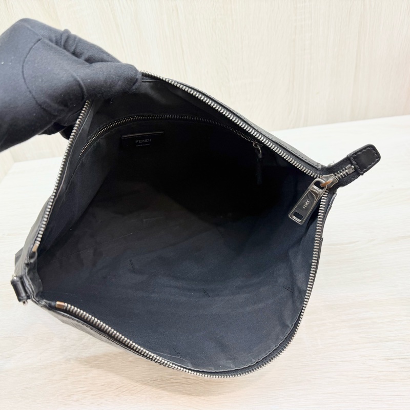 FENDI黑灰拼黃色一字拉鍊側背包7VA470ALKAF0R2A-4