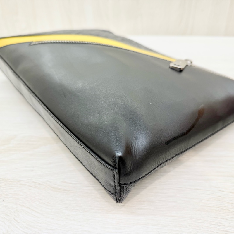 FENDI黑灰拼黃色一字拉鍊側背包7VA470ALKAF0R2A-8